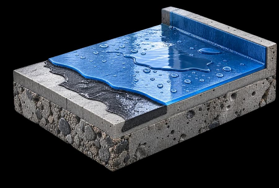 Losa de concreto impermeabilizada con membrana azul